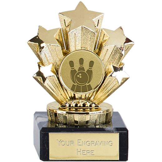 Gold Star Tenpin Bowling Trophy On Marble Base 9.5cm (3.75")